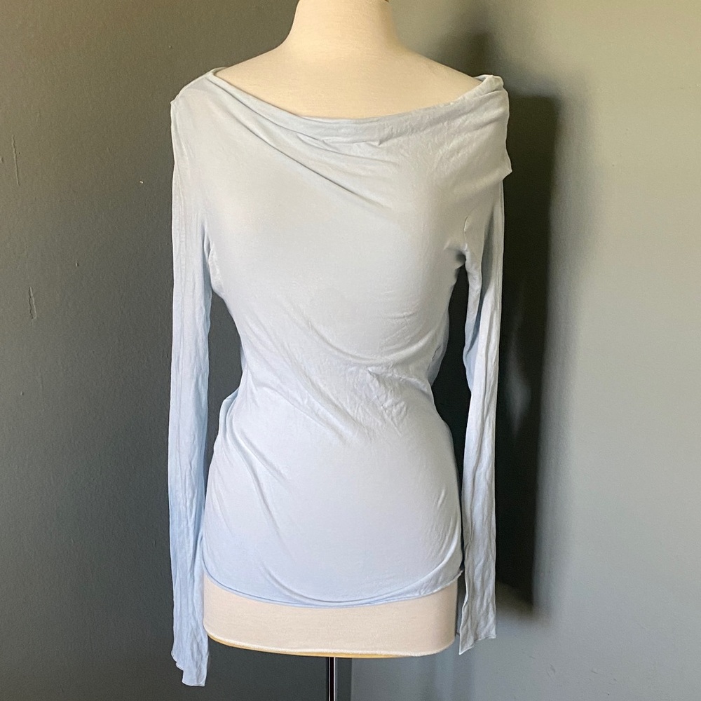 James Perse  Blue Long-Sleeve Boatneck Top